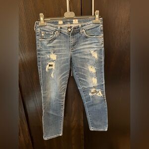 AG Adriano Goldschmied Stilt Crop Cigarette Jean Crop- Distressed Jeans